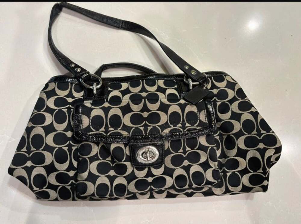 Coach Penelope Signature Satchel F19043 Black Grey